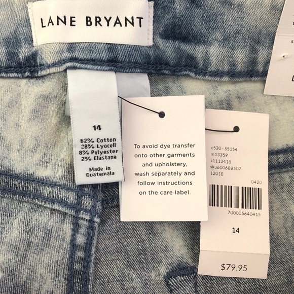 Lane Bryant High-Rise Acid Wash Pedal Jeans NWT - Picture 10 of 16